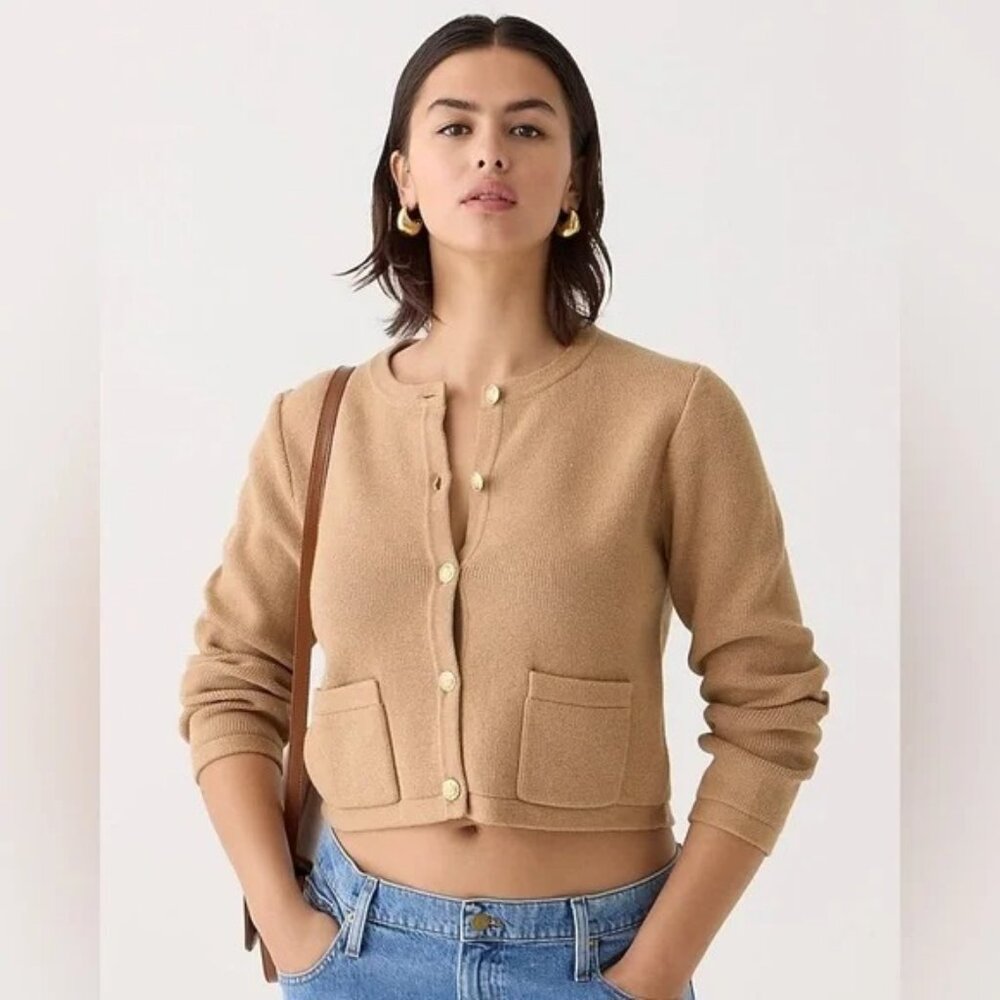 J. Crew Emilie Sweater Lady Jacket in Heather Acorn Size XS